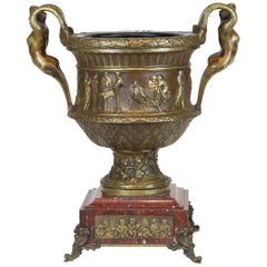 Renaissance-Stil Bronze Tafelaufsatz Vase mit Meerjungfraugriffen