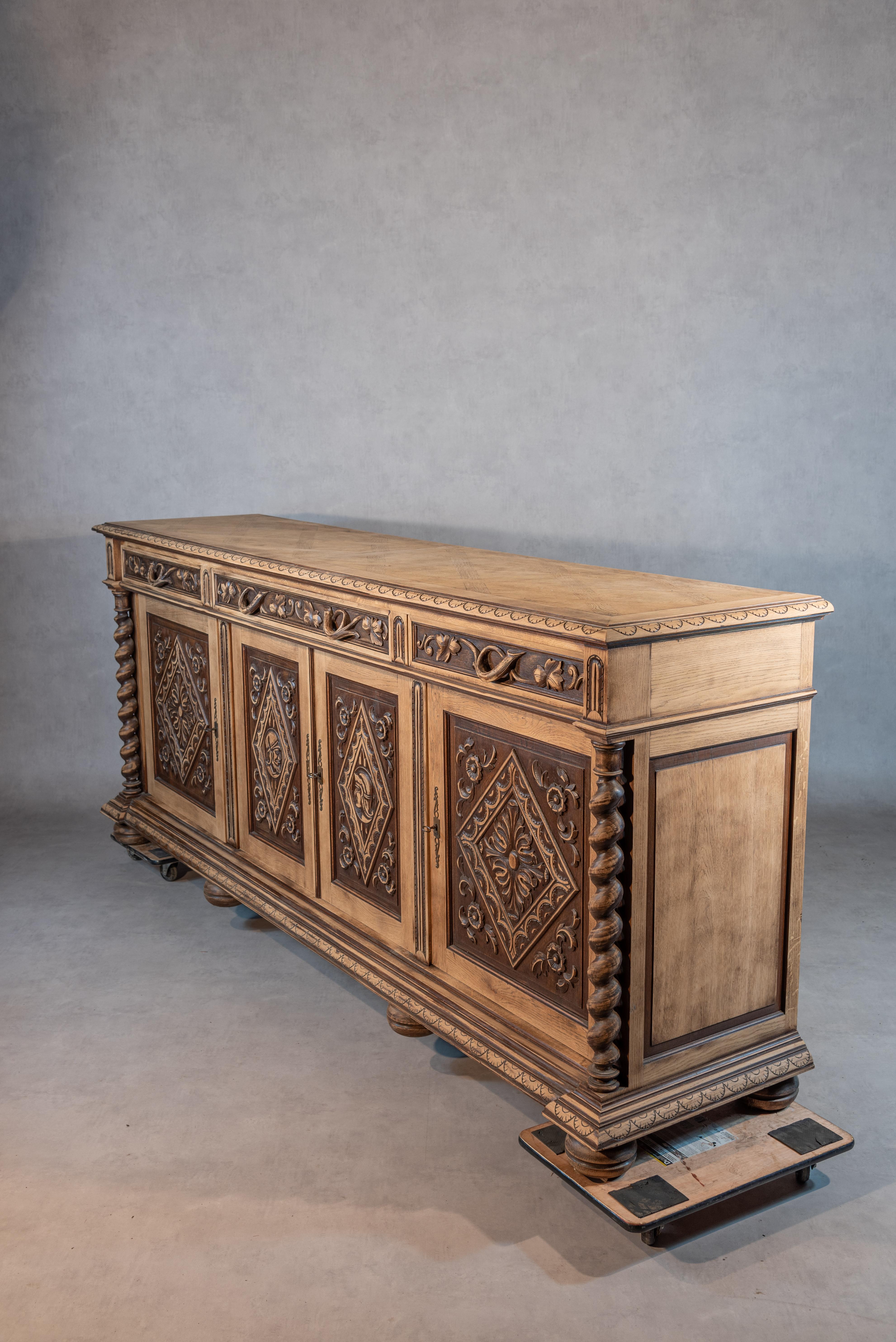Hand-Carved 19th Century Renaissance Style French Sideboard For Sale
