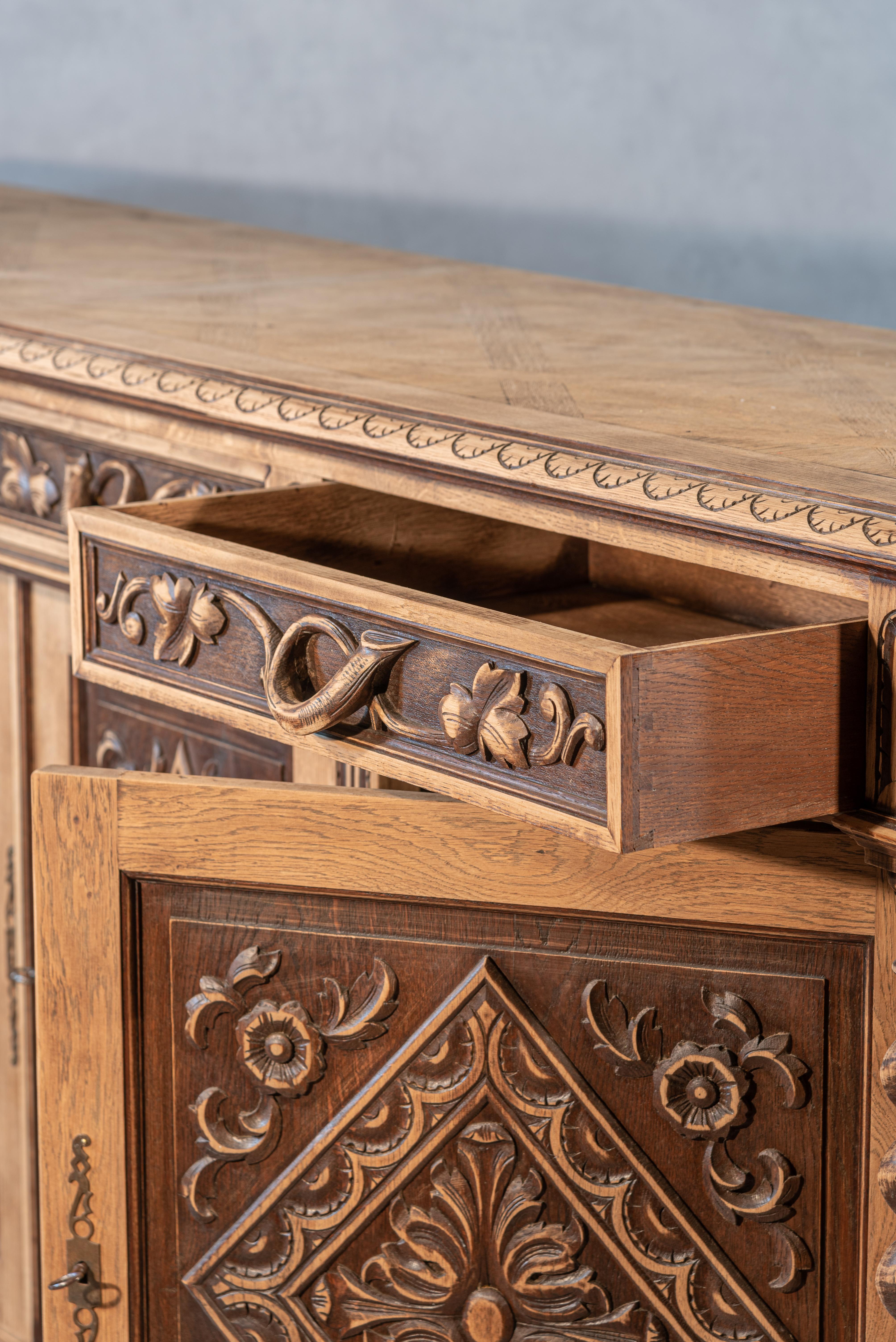 Oak 19th Century Renaissance Style French Sideboard For Sale