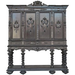 Used 19th Century Renaissance Style Important Blackened Wooden Cabinet