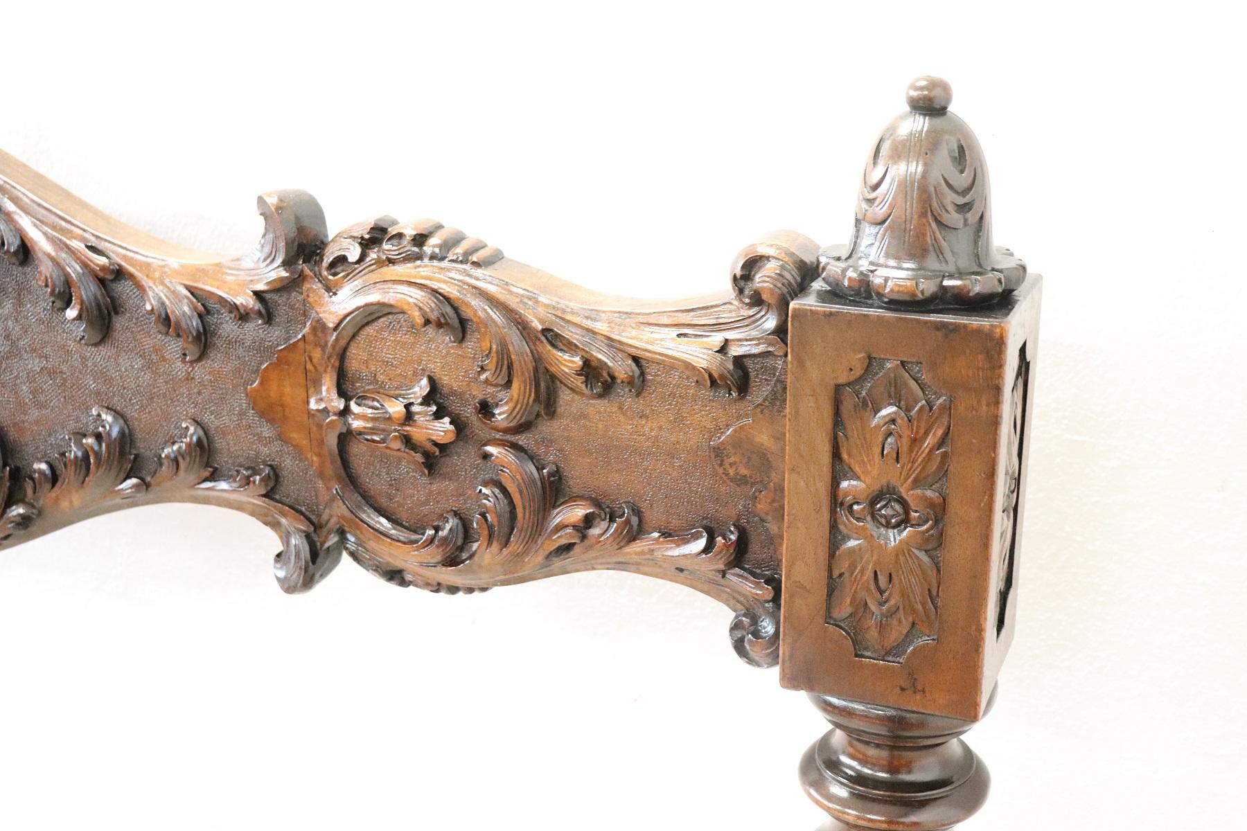 19th Century Renaissance Style Italian Carved Walnut Antique Bed 3