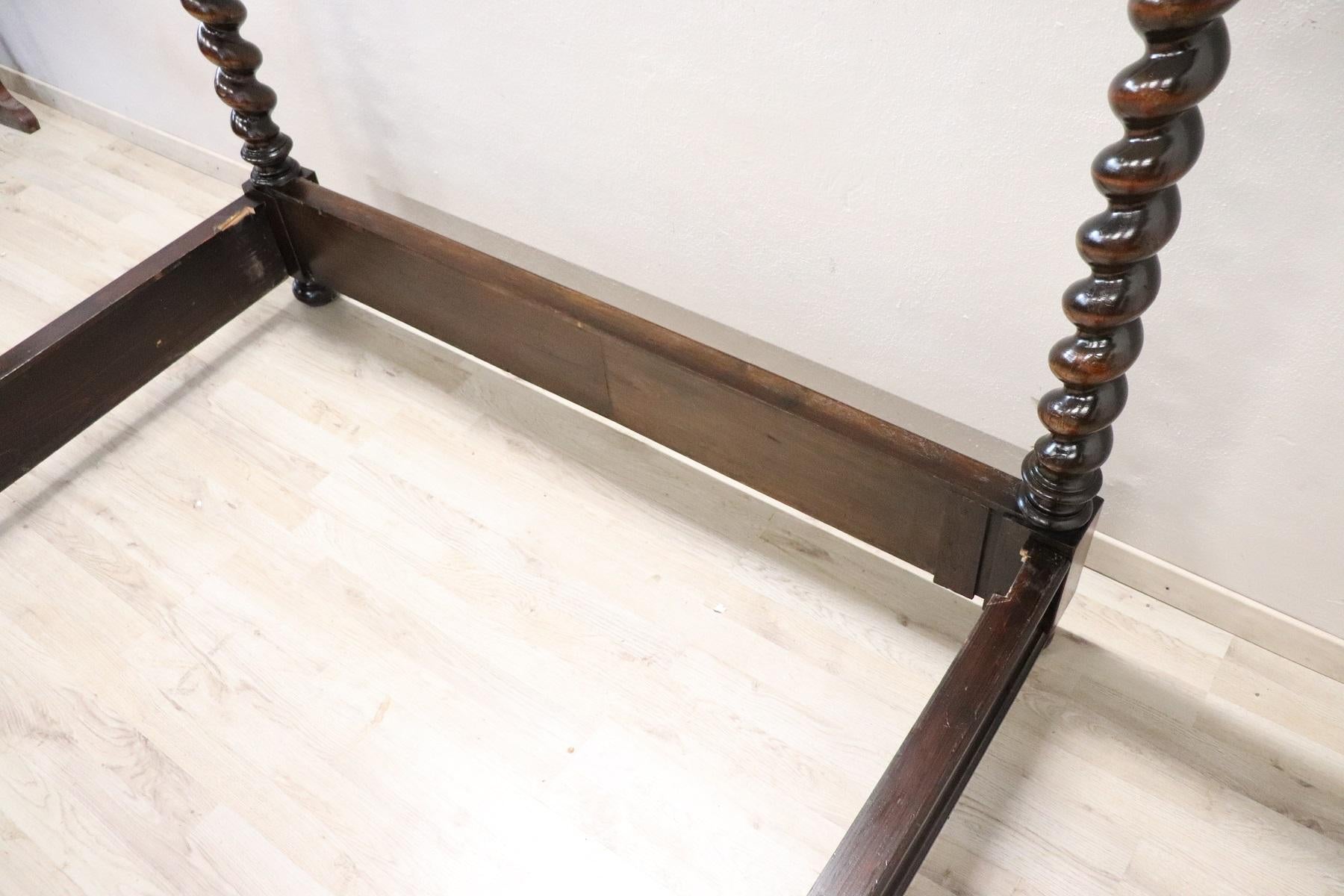 19th Century Renaissance Style Italian Carved Walnut Antique Bed 4