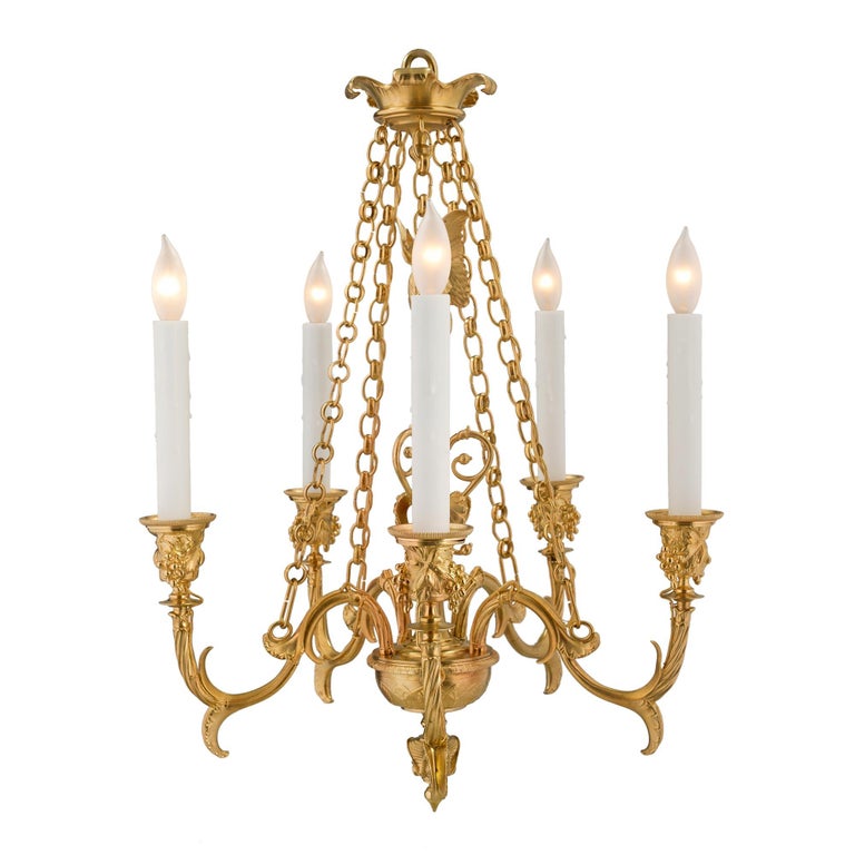 19th Century Renaissance Style Ormolu Chandelier Attributed To An Elegant And High Quality French 19th Century Renaissance Style Ormolu Five Arm Chandelier Possibly By