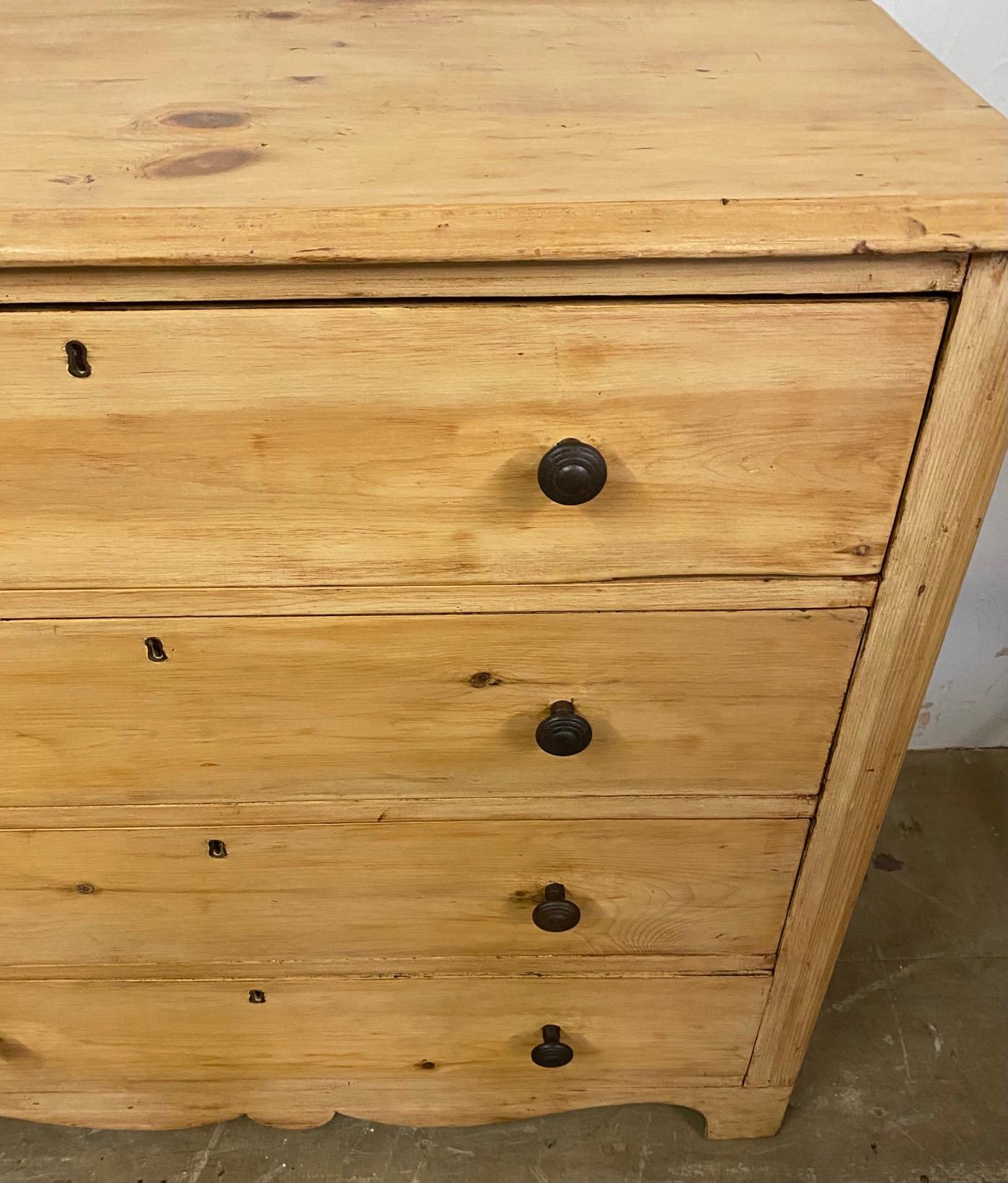 Hand-Crafted 19th Century Regency Style Pine Chest of Drawers