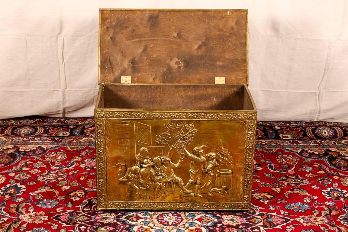 Neoclassical 19th Century Repousse Brass Tinder Box