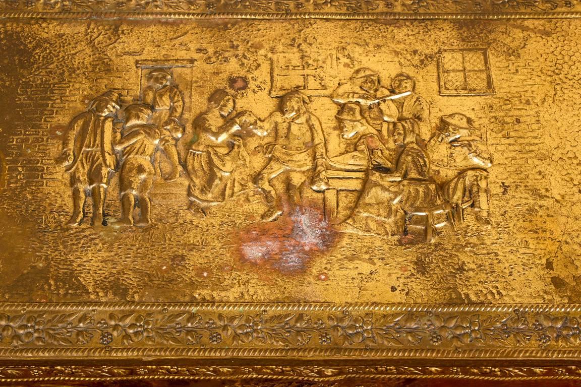 19th Century Repousse Brass Tinder Box 3