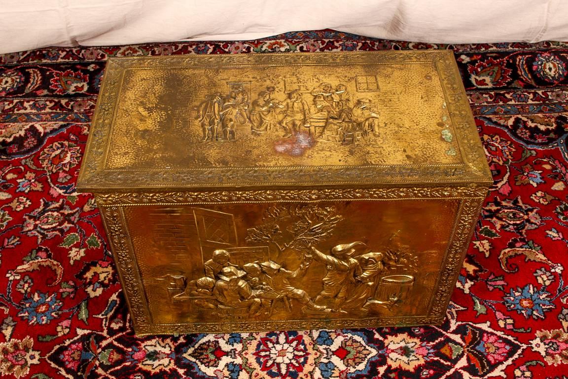 19th Century Repousse Brass Tinder Box 5