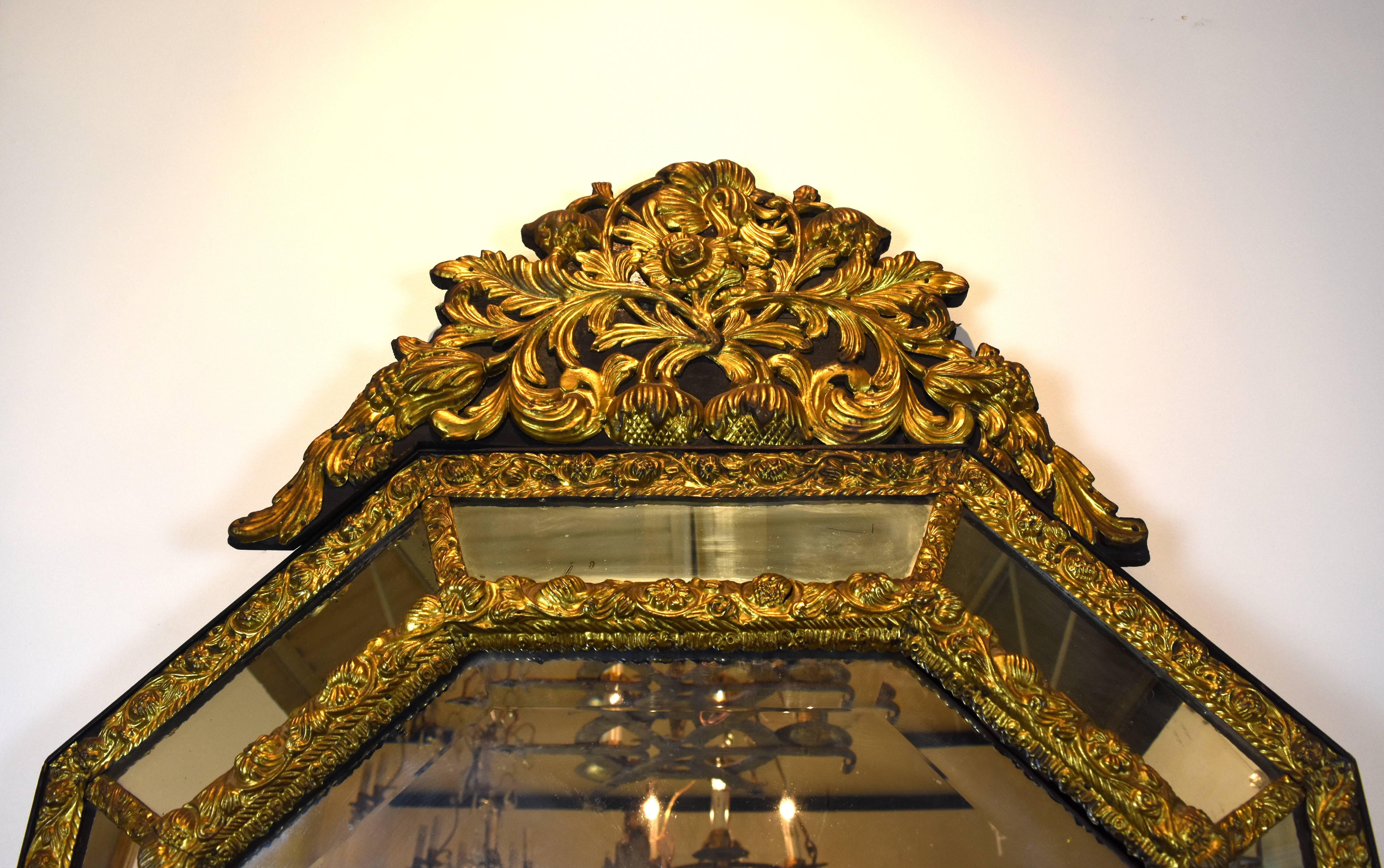 French 19th Century Repousse Louis XIV Style Mirror