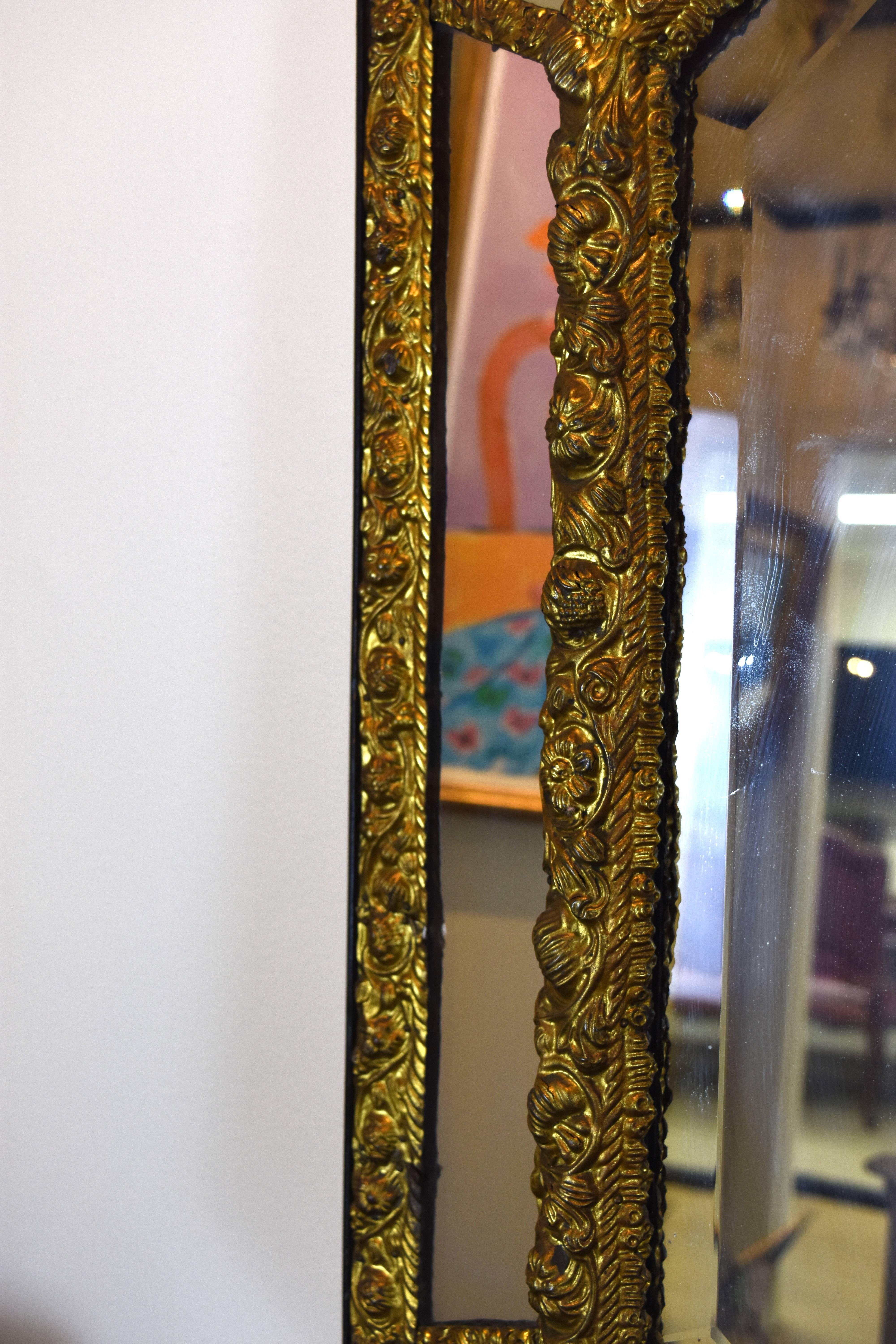 Painted 19th Century Repousse Louis XIV Style Mirror