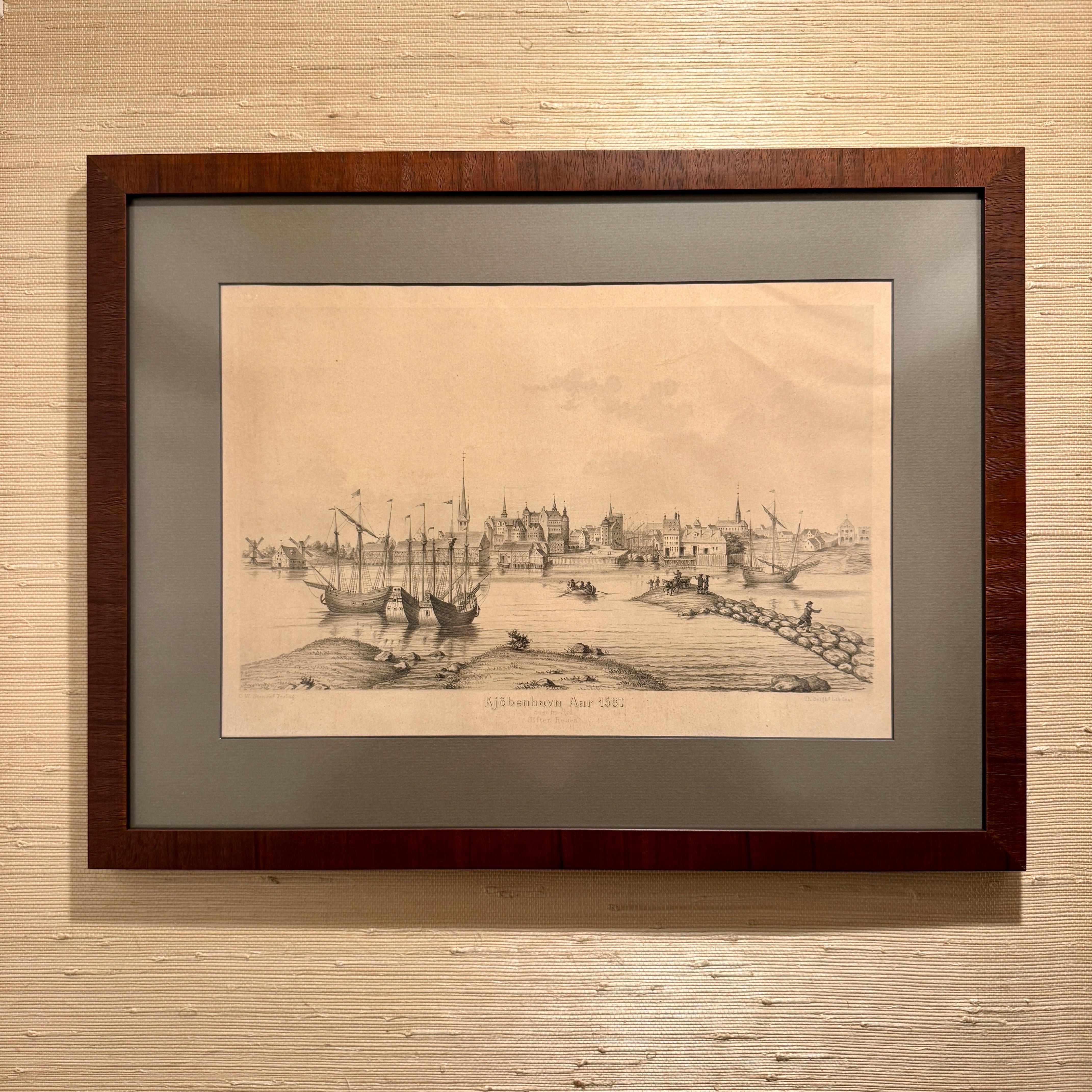 Nachdruck der Hafenkarte von Kopenhagen aus dem 16. Jahrhundert im 19. (Barock) im Angebot