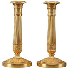 19th Century Restauration Gilt Bronze Candlesticks