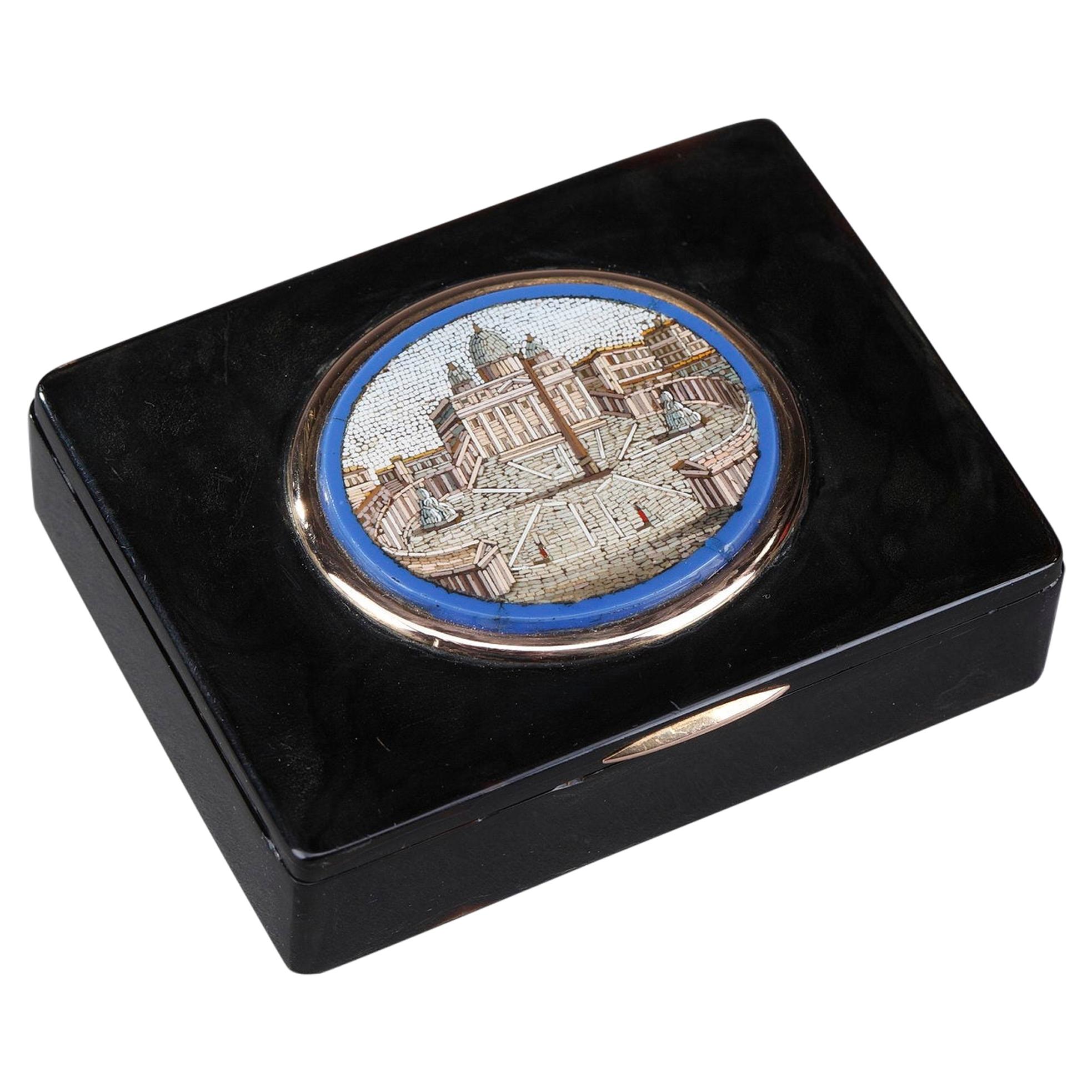 19th Century Restauration Snuff Box with Micromosaic For Sale