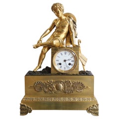 19th Century Restoration Clock Shepherd Pulling A Thorn