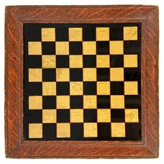 19th Century Reverse Glass Painted and Gilt Chess Board