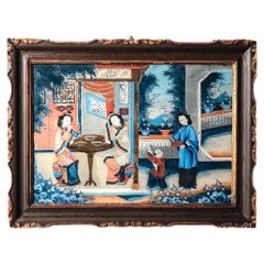 Pintura sobre vidrio invertido del siglo XIX