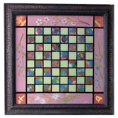 19th Century Reverse Painted English Glass Games Board