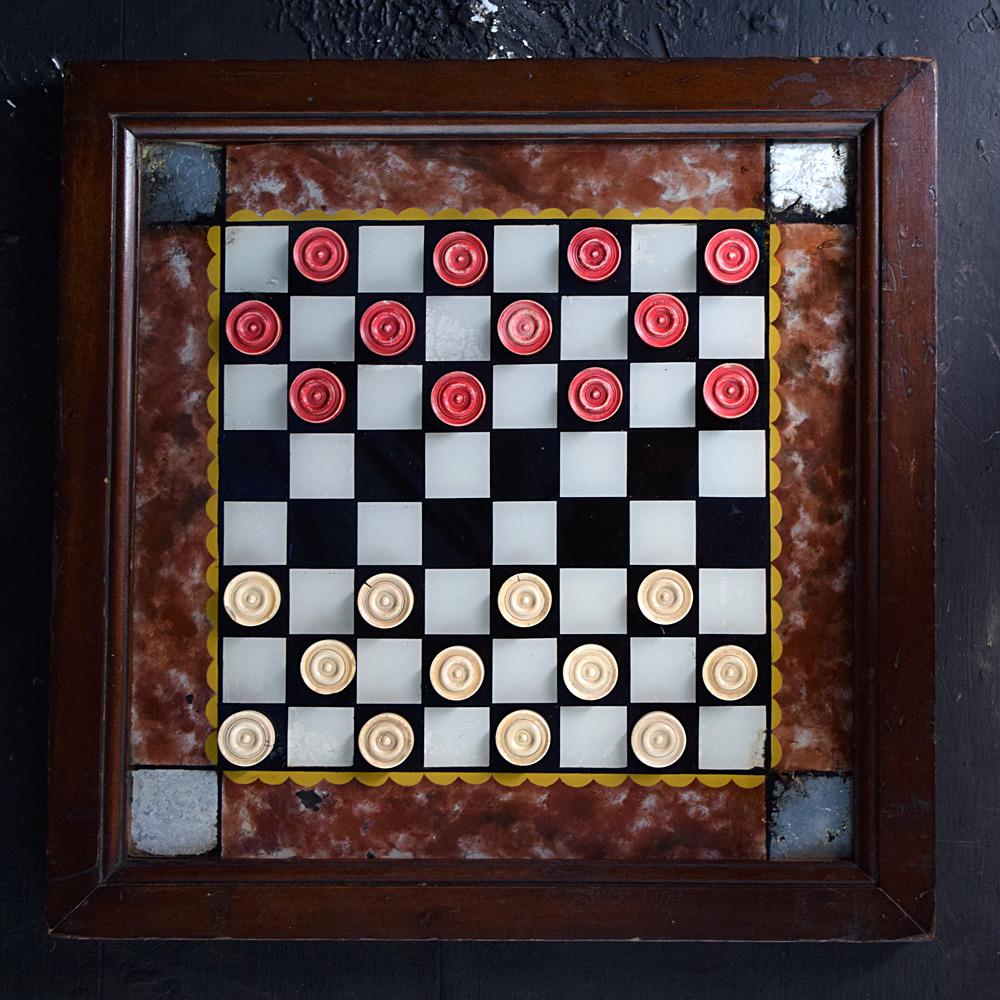 Late 19th Century 19th Century Reverse Painted Game Board For Sale