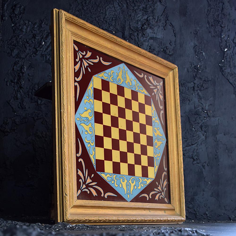 Victorian 19th Century Reverse Painted Glass Game Board