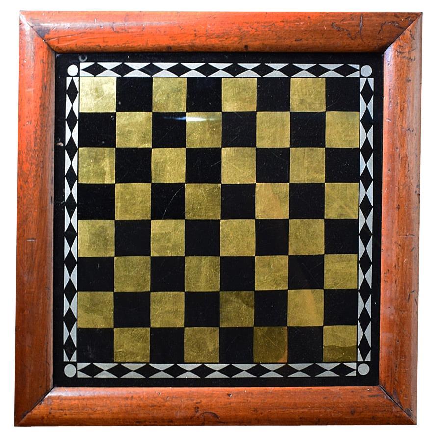 19th Century Reverse Painted Glass Games Board For Sale