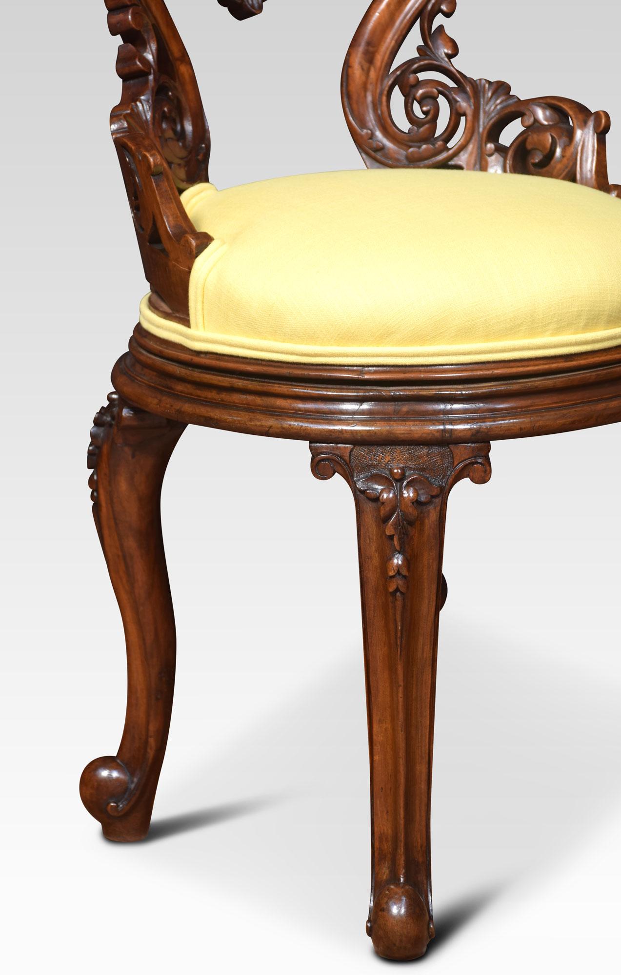 19th Century Revolving Walnut Dressing Chair 3