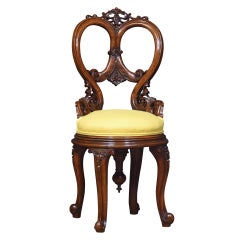 Antique 19th Century Revolving Walnut Dressing Chair