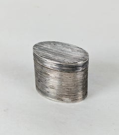 19th Century Ribbed Silver Pill Box