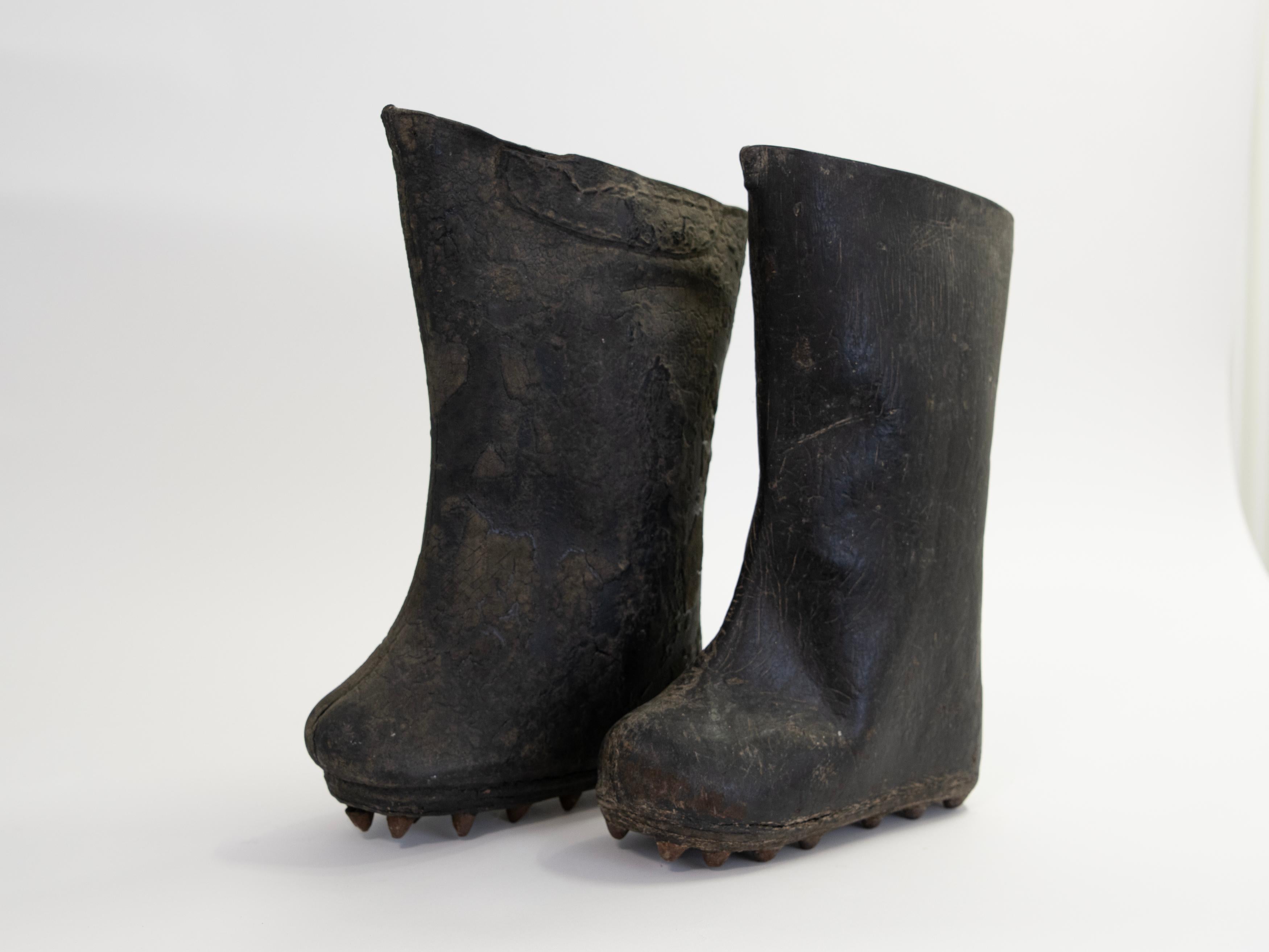 19th Century Rice Paddy Harvest Boots from Thailand In Good Condition For Sale In Wainscott, NY