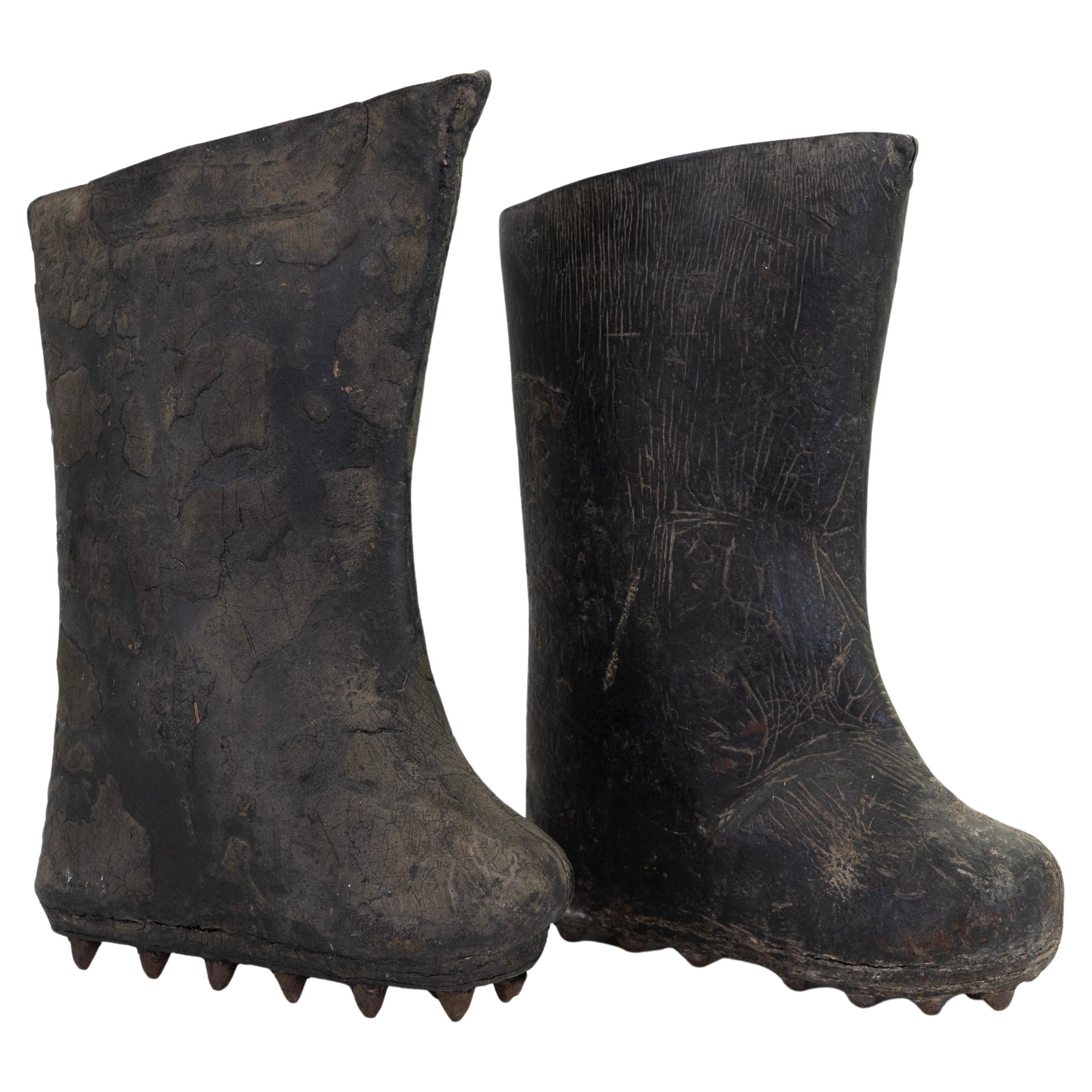 19th Century Rice Paddy Harvest Boots from Thailand For Sale