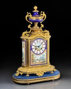 Reloj de sobremesa de porcelana y bronce dorado de Richard & Cie del siglo XIX - Japy Frères