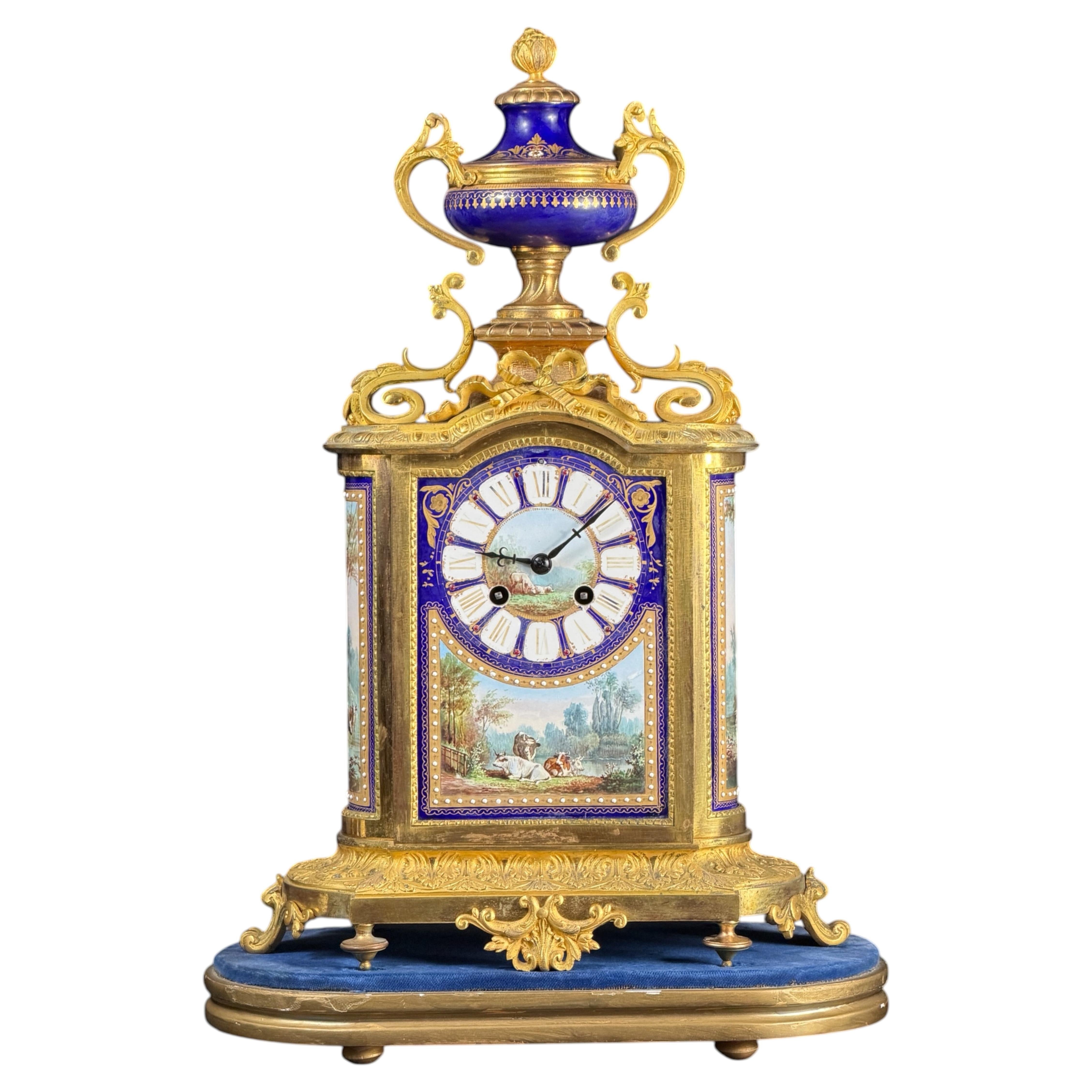 19th Century Richard & Cie Porcelain and Ormolu Mantel Clock - Japy Frères