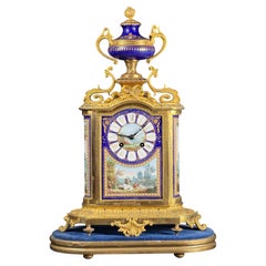 Reloj de sobremesa de porcelana y bronce dorado de Richard & Cie del siglo XIX - Japy Frères