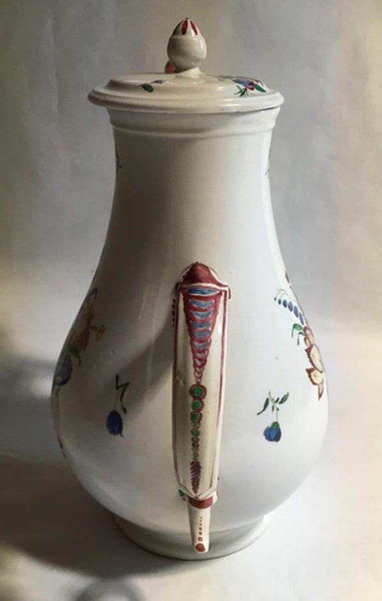 Italian Italy 19th Century Richard Ginori Porcelain Coffee Pot with Flowers Decor For Sale
