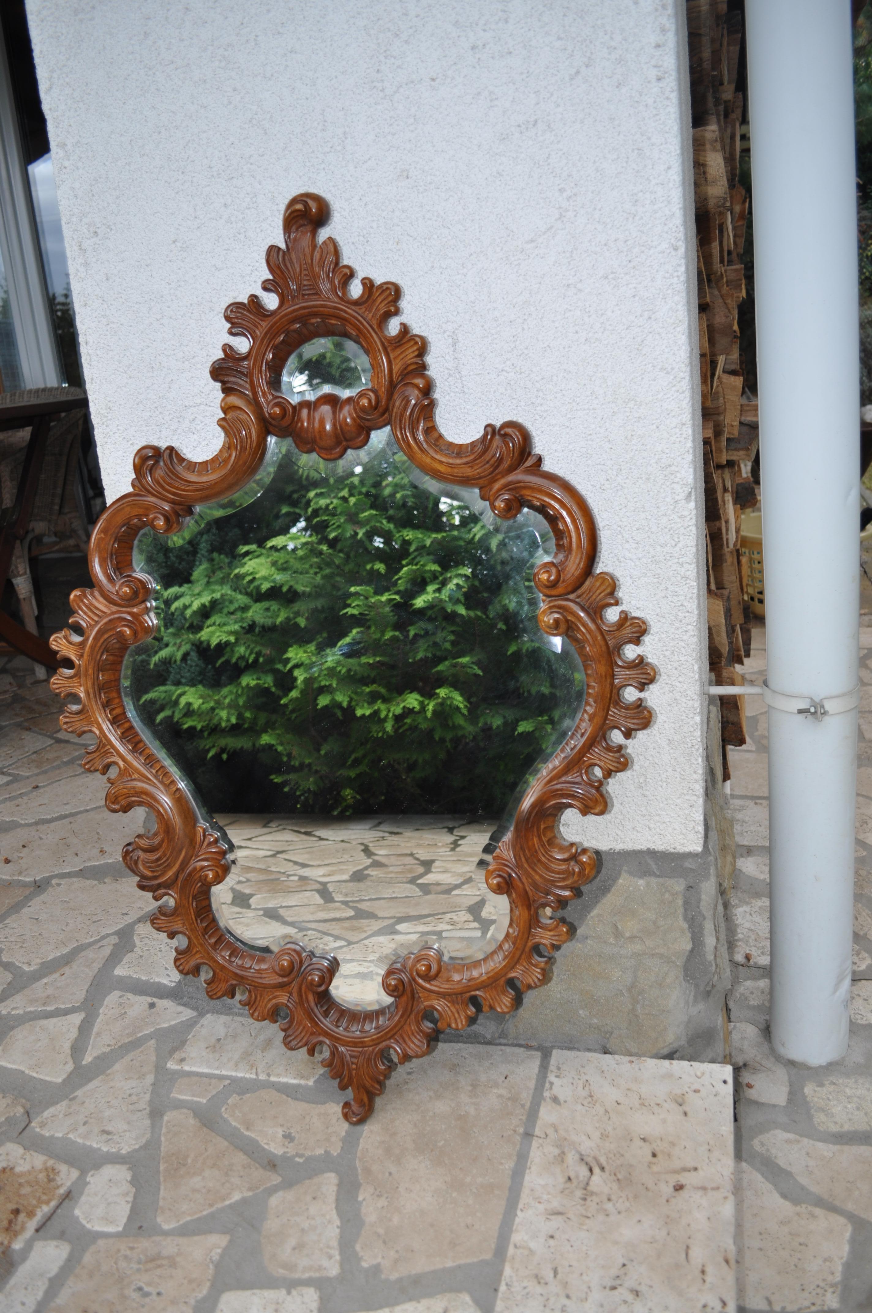 Hungarian 19th Century Richly Decorated Rococo Wall Mirror, circa 1880 For Sale