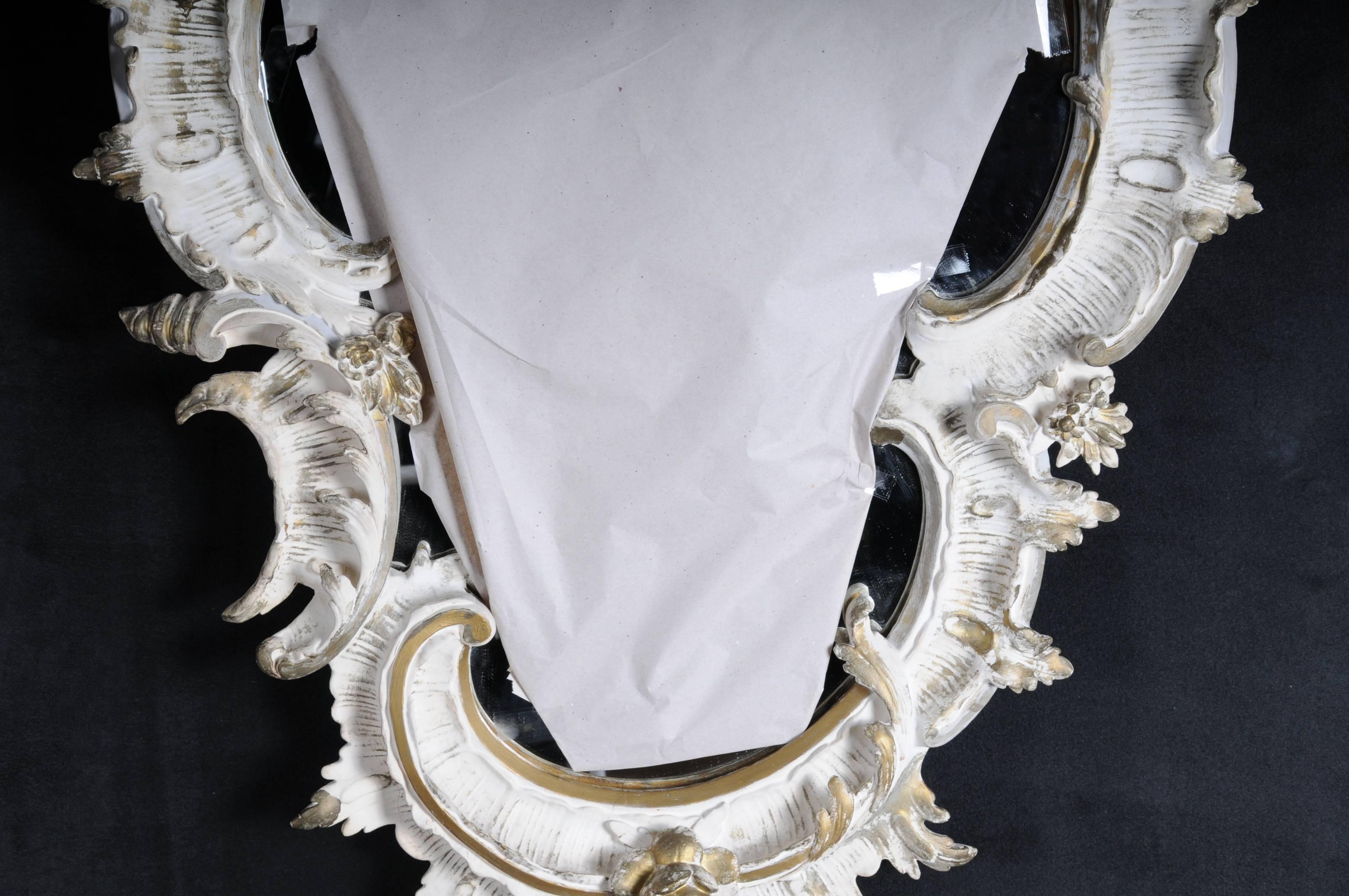 Hand-Carved 19th Century Richly Decorated Rococo Wall Mirror, circa 1870 For Sale
