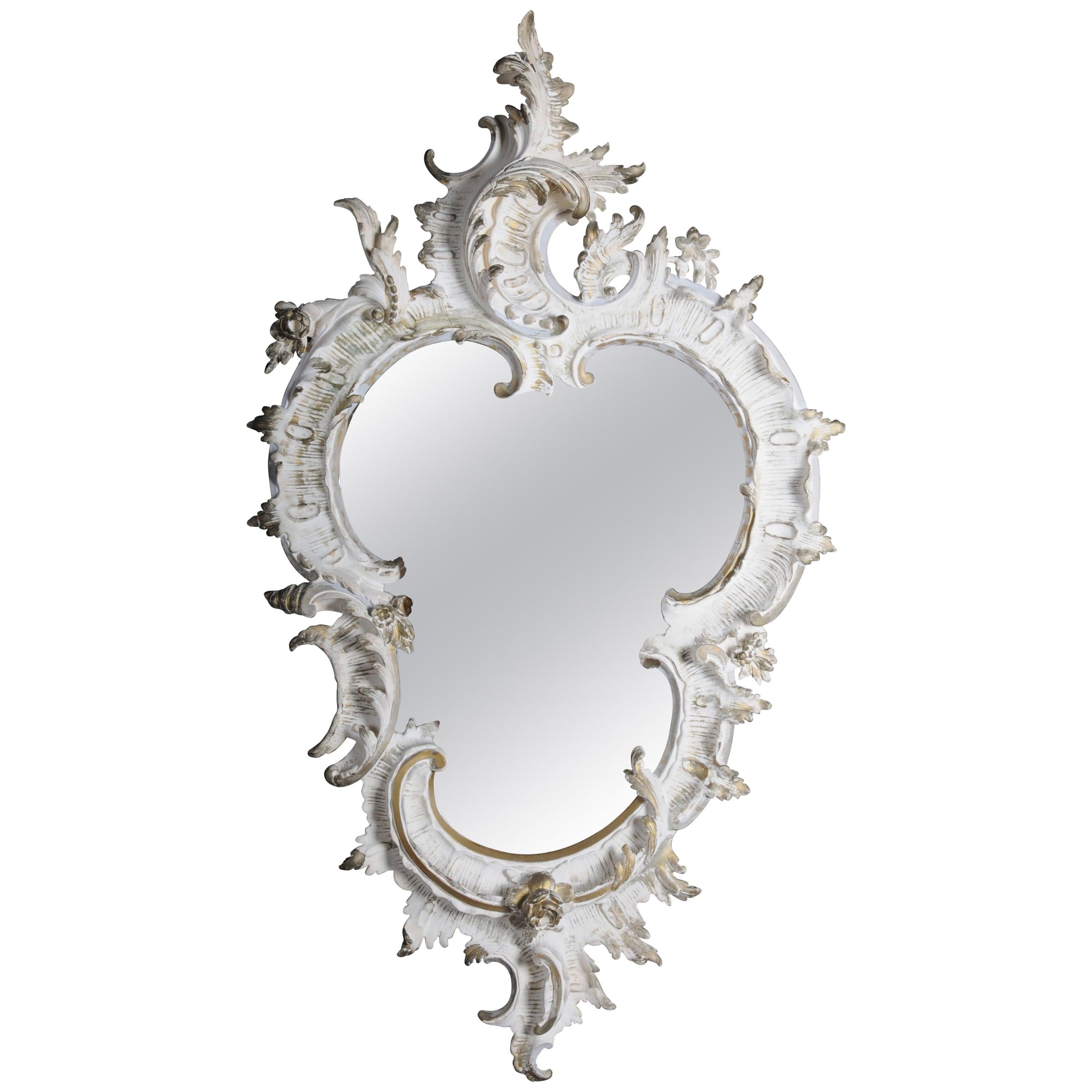 19th Century Richly Decorated Rococo Wall Mirror, circa 1870 For Sale