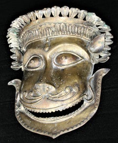19th Century Ritualistic Bronze Facial Bhuta Mask from Temple Dancers in Kerala