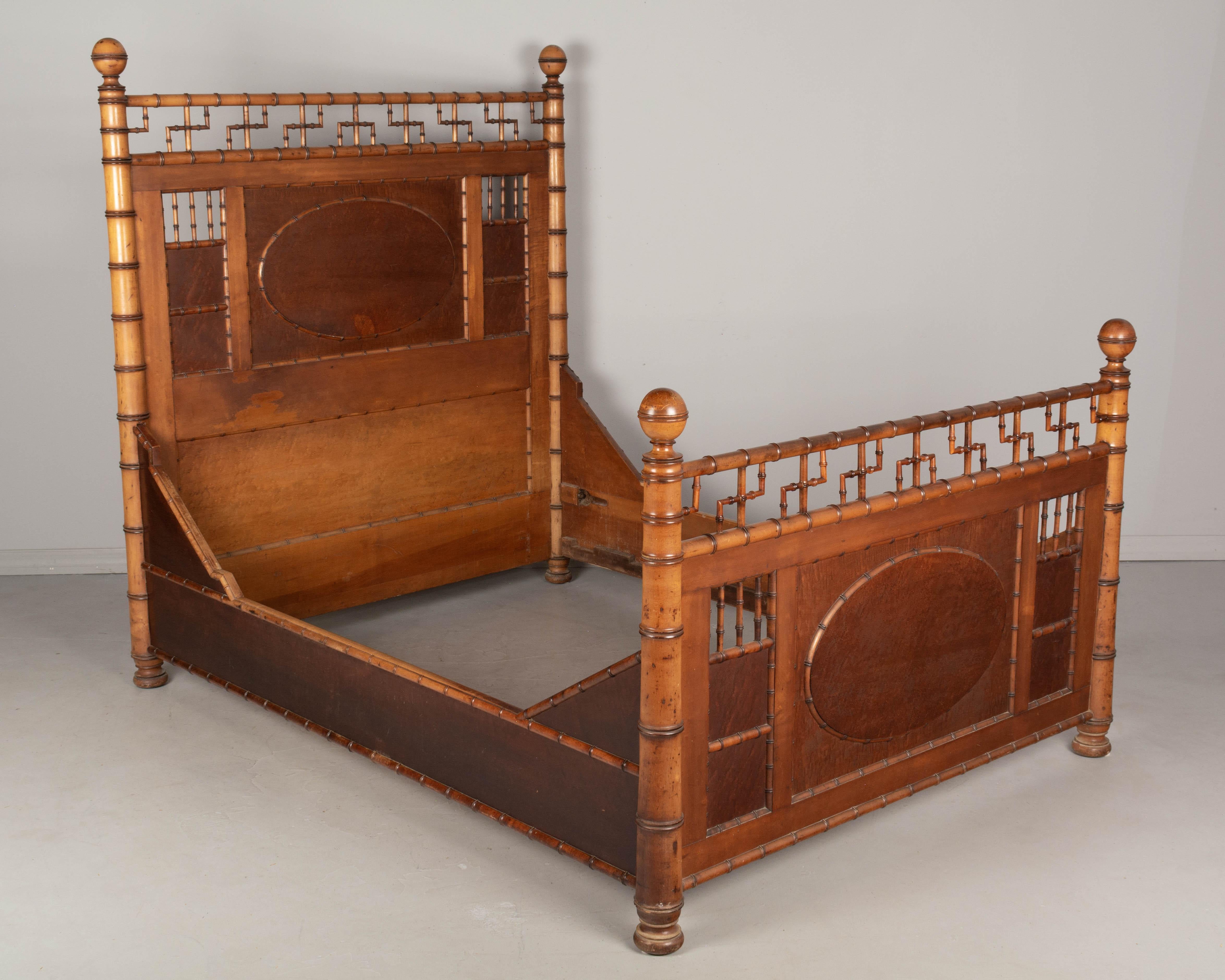 North American 19th Century R.J. Horner Aesthetic Movement Faux Bamboo Bed For Sale