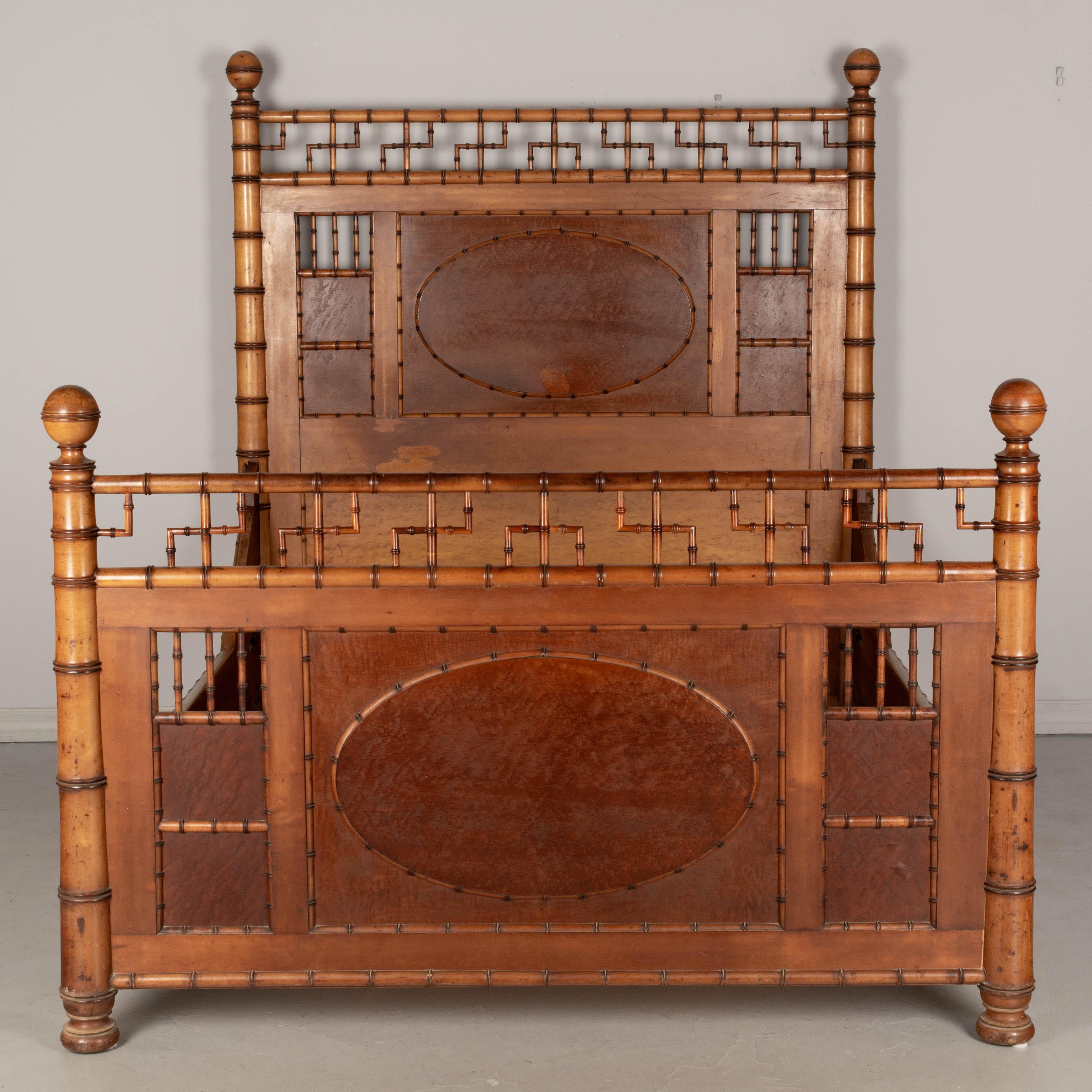 Hand-Crafted 19th Century R.J. Horner Aesthetic Movement Faux Bamboo Bed For Sale