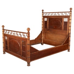 Antique 19th Century R.J. Horner Aesthetic Movement Faux Bamboo Bed