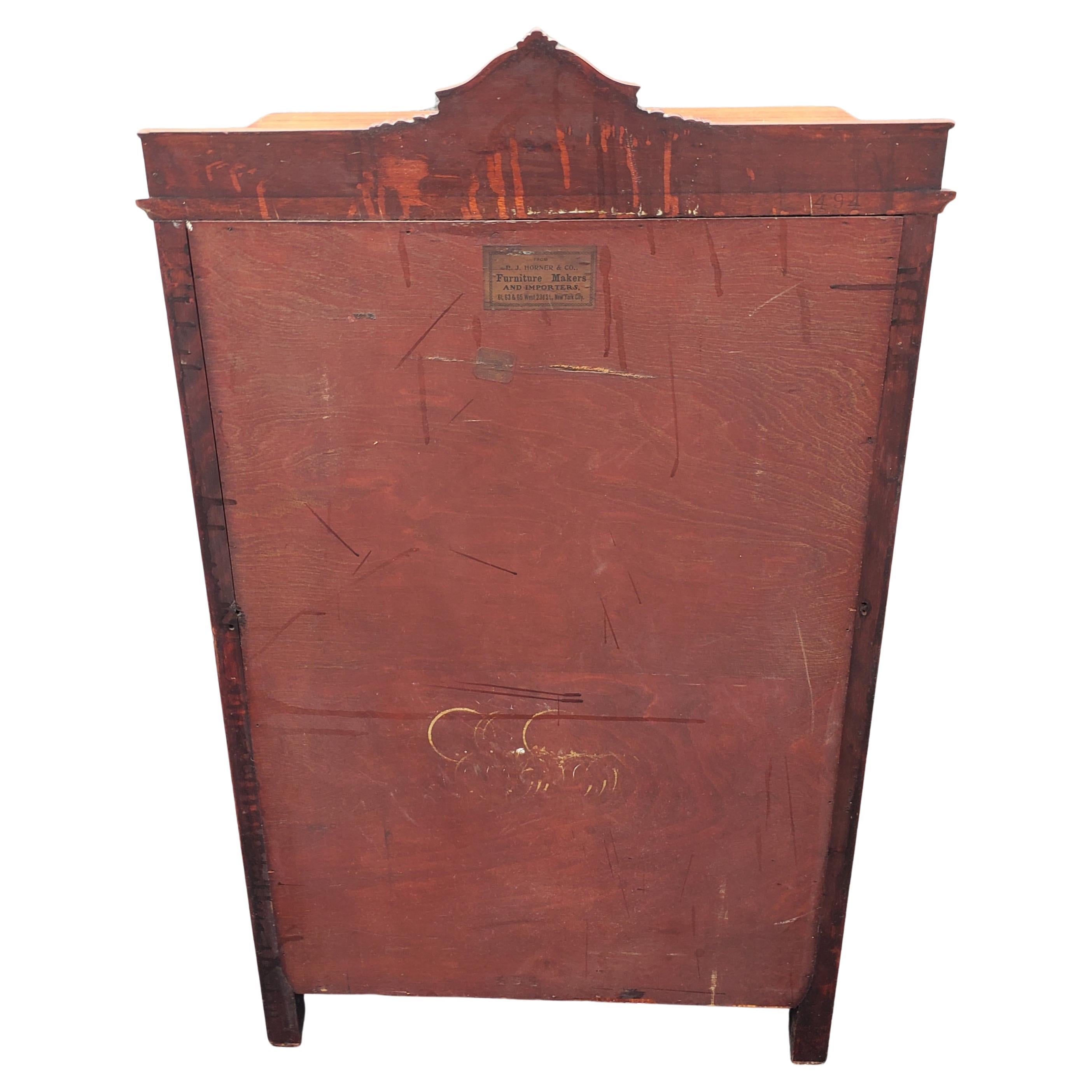 19th Century Robert J. Horner and Co. Solid Carved Mahogany Sheet Music Cabinet For Sale 4