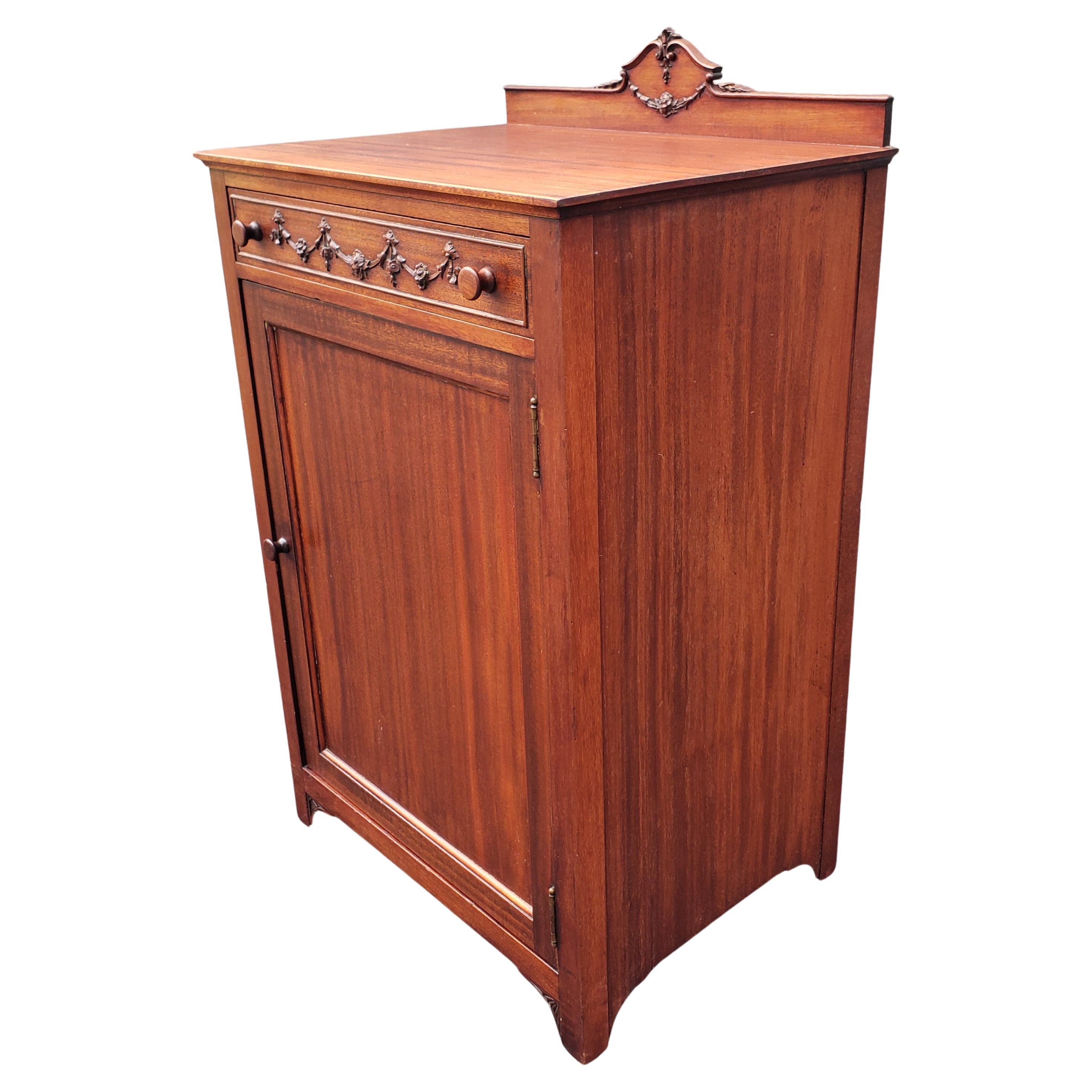 19th Century Robert J. Horner and Co. Solid Carved Mahogany Sheet Music Cabinet For Sale 3