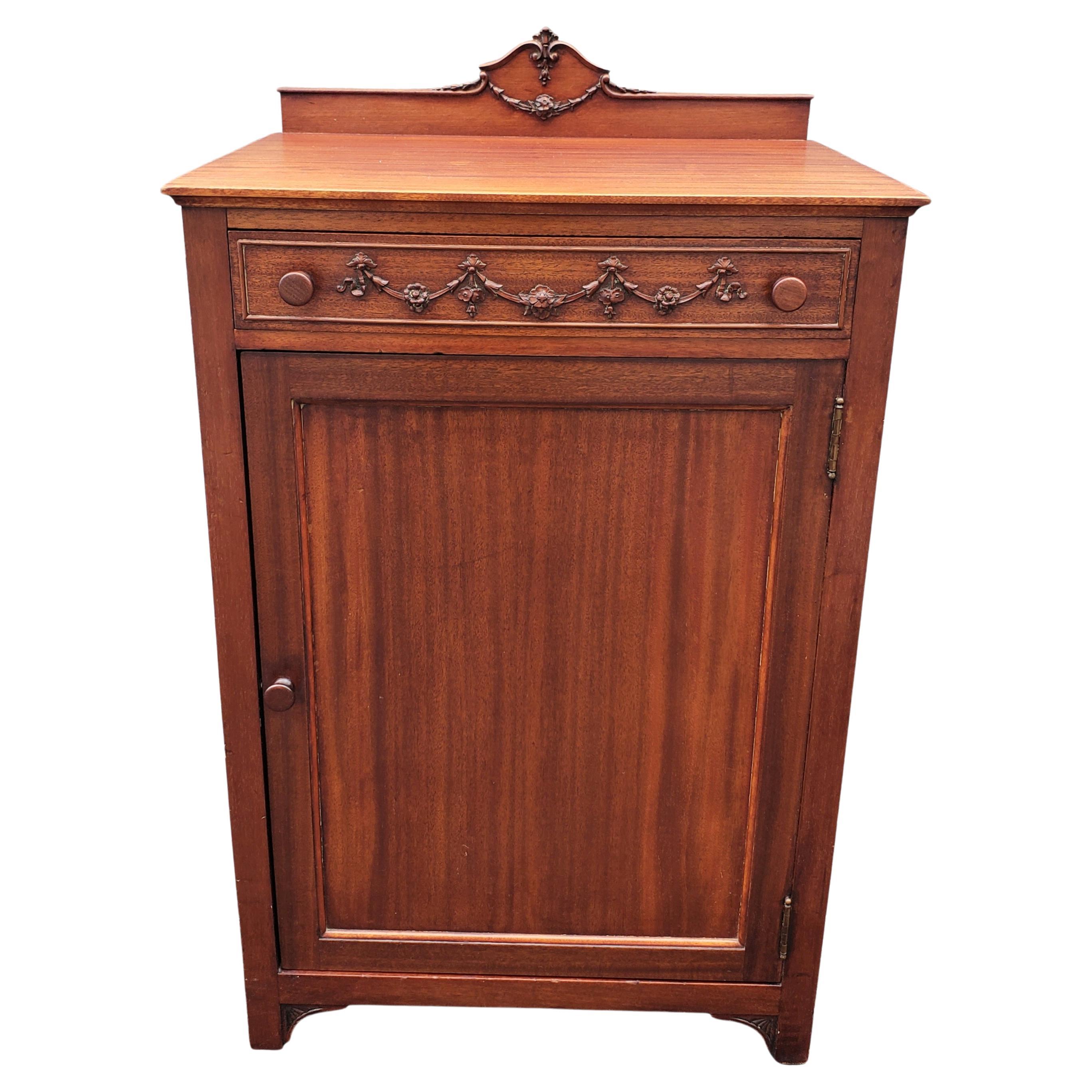 19th Century Robert J. Horner and Co. Solid Carved Mahogany Sheet Music Cabinet For Sale