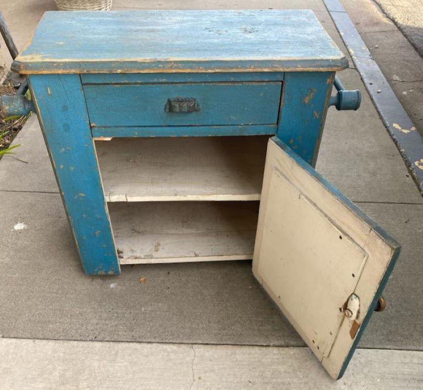 19th Century Robin Egg Blue Wash Stand In Good Condition For Sale In Los Angeles, CA