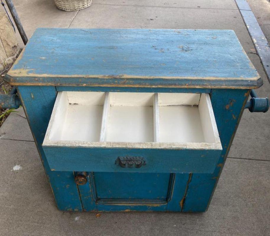 19th Century Robin Egg Blue Wash Stand For Sale 2