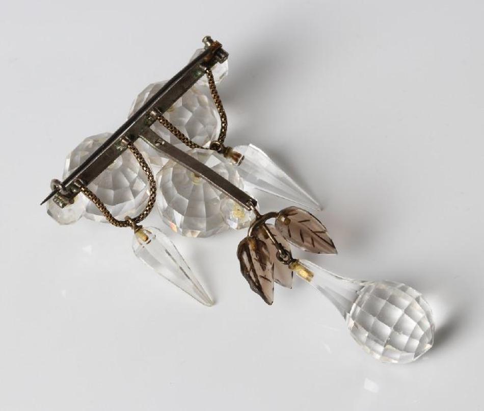 Women's 19th century rock crystal and carved smoky quartz demi-parure For Sale