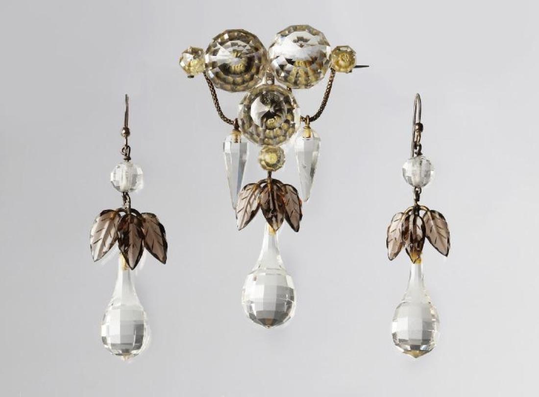 19th century rock crystal and carved smoky quartz demi-parure For Sale 2