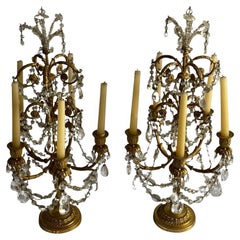 19th Century Rock Crystal and Dore Bronze Girondals
