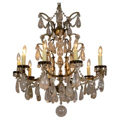 19th Century Rock Crystal Decked Silver Gilt 10-Light Chandelier