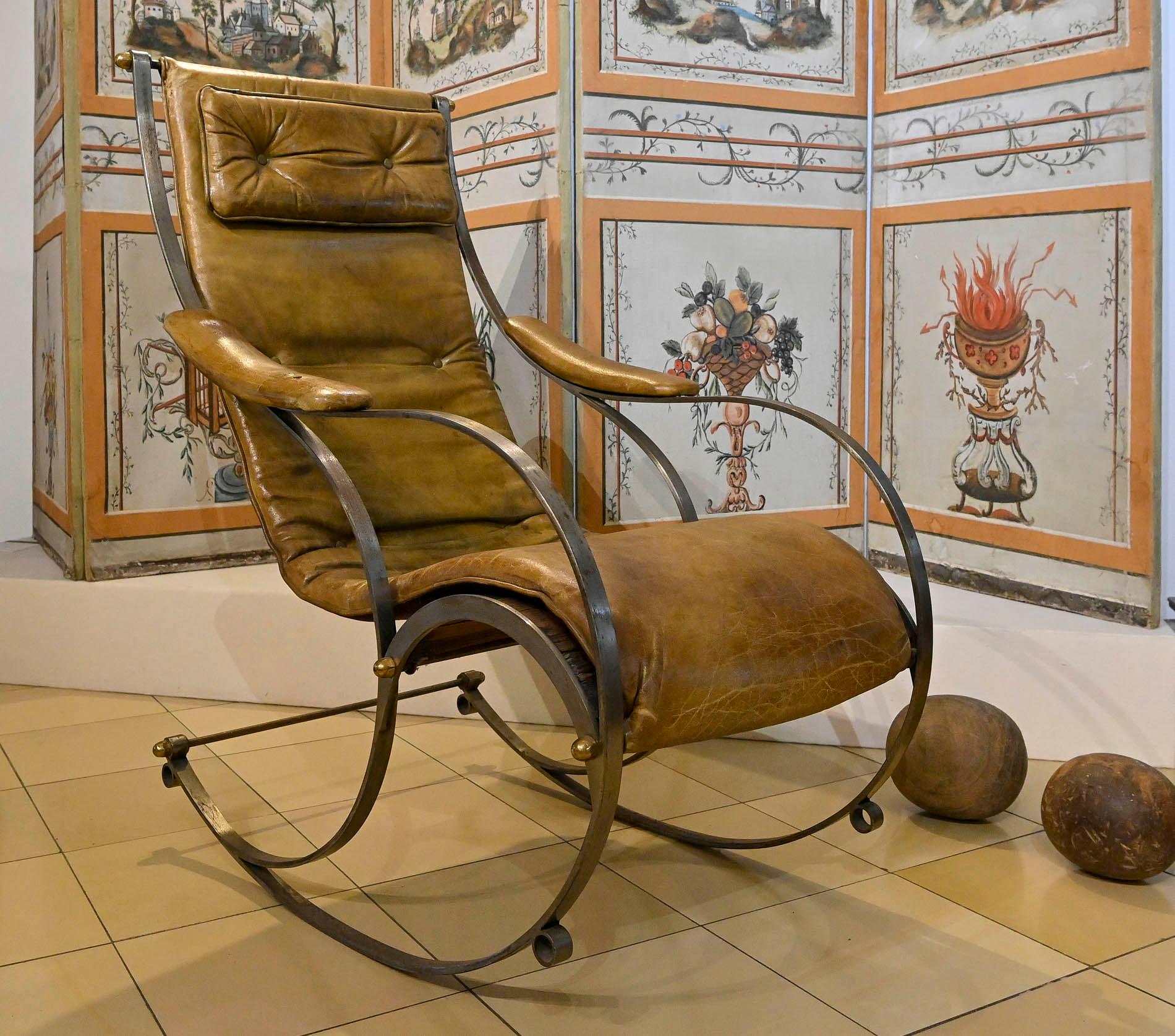 19th Century Rocking Chair Iron England John Porter For Sale 2