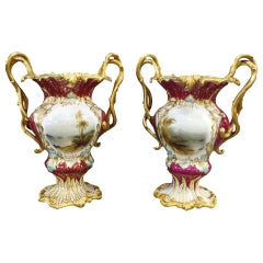 19th Century Rockingham Porcelain Urns